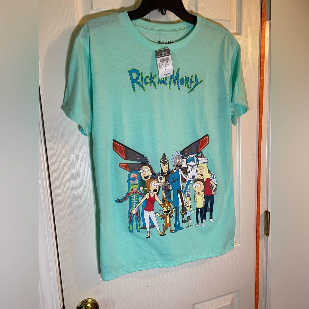 Rick & Morty T-Shirt Sz L Teal Graphic Tee Short Sleeve Rue21 NWT $24.99